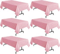 sancua 6 Pack Pink Tablecloth 60 x 102 Inch, Rectangle Table Cloth for 6 Feet Tables - Stain and Wrinkle Resistant Washable Polyester Table Cover for Dining Tables, Valentines Parties