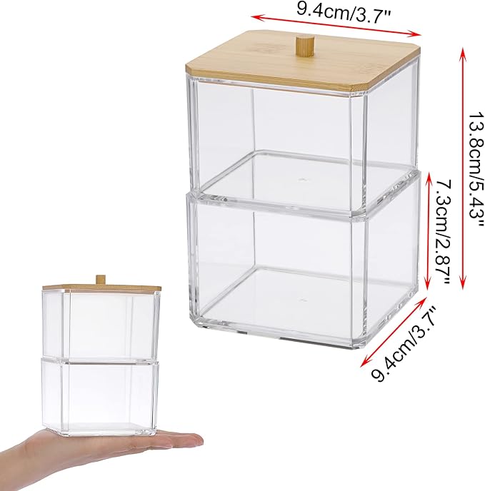 Hipiwe Clear Q-tip Dispenser Holder Acrylic Bathroom Containers - Image 2