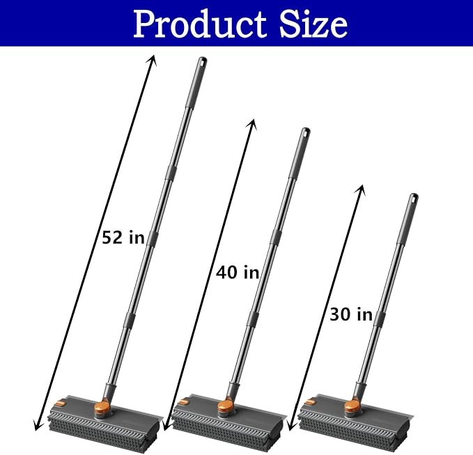 Floor Scrub Brush with Squeegee Long Handle 3 in 1 tub Brush 52'' 2026 Upgraded - Image 4