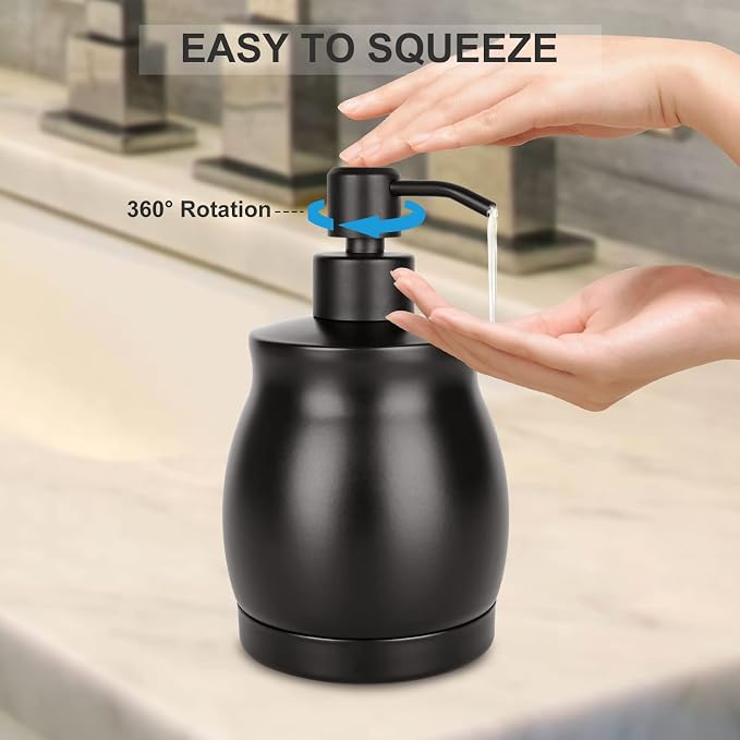 Black Stainless Steel Soap Dispenser, Modern Countertop Liquid & Lotion - Image 3