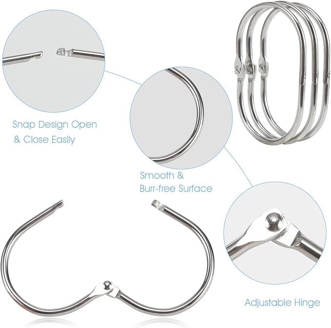 Shower Curtain Rings, Oval Snap Shower Rings - Image 4