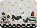Black Rooster Dish Drying Mat for Countertop 18x24 Inches Buffalo Plaid by Giwawa