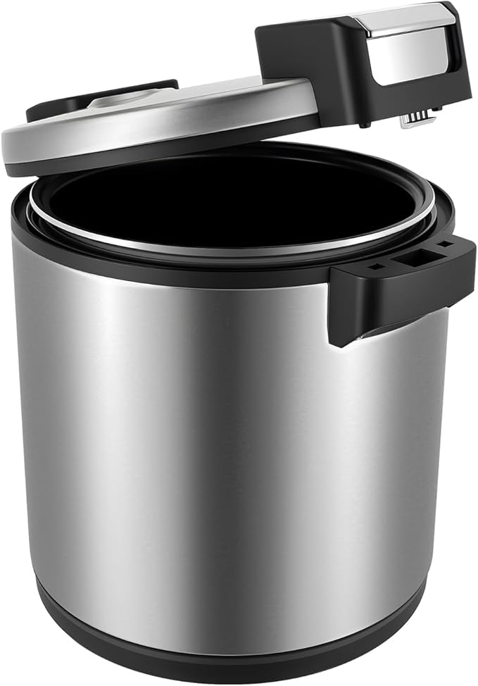 23L Electric Rice Warmer, 110W Commercial Food Warmer,Food Warmer With Rice Spoon,Stainless Steel Hot Holding Cabinet With Temperature Settings For Rice Soup Stew, Commercial Home Kitchen Use