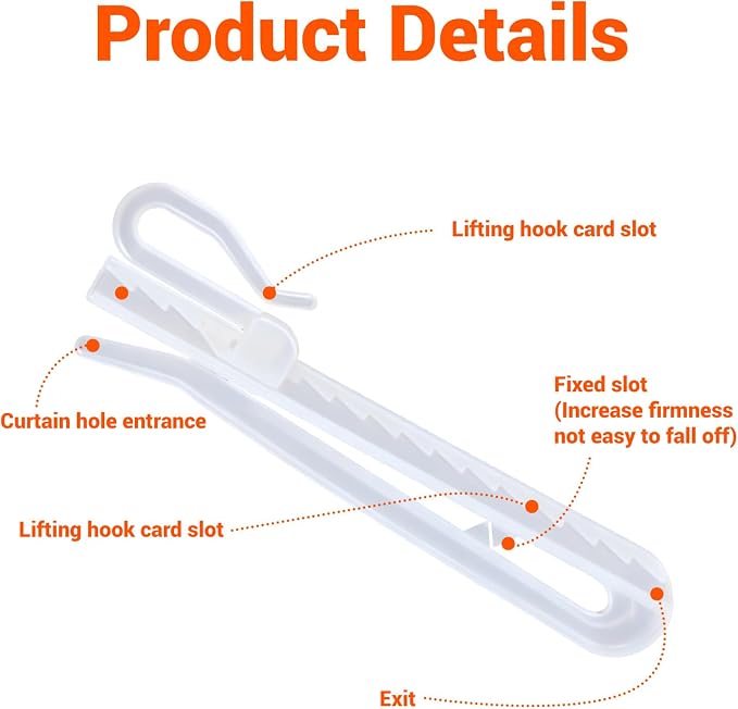 Plastic Curtain Hooks, Adjustable Pinch Pleat Hooks, Ratchet System Pinch Pleat - Image 3