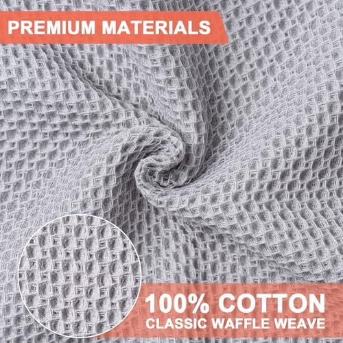 Kitchen Towels 6-Pack Kitchen Dish Cloths, 100% Cotton, 12x12 In, Light Grey - Image 3