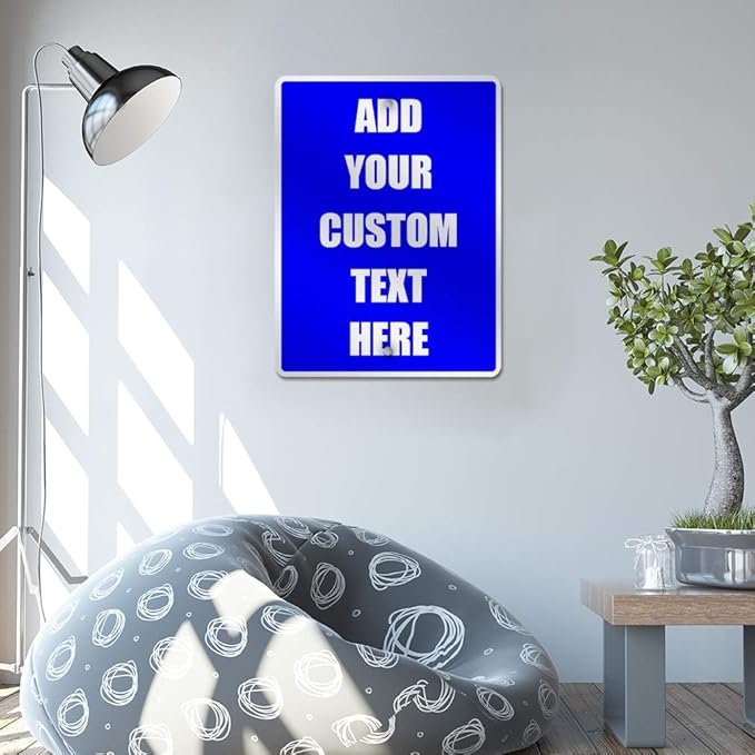 Aluminum Weatherproof Metal Sign Multiple Sizes Custom Personalized Text Here Blue White Notice Travel Vertical Street 12x18Inches