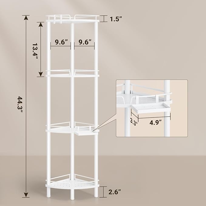 ELYKEN Corner Shower Caddy Standing, 4 Tier Metal Shower Organizer - Image 2