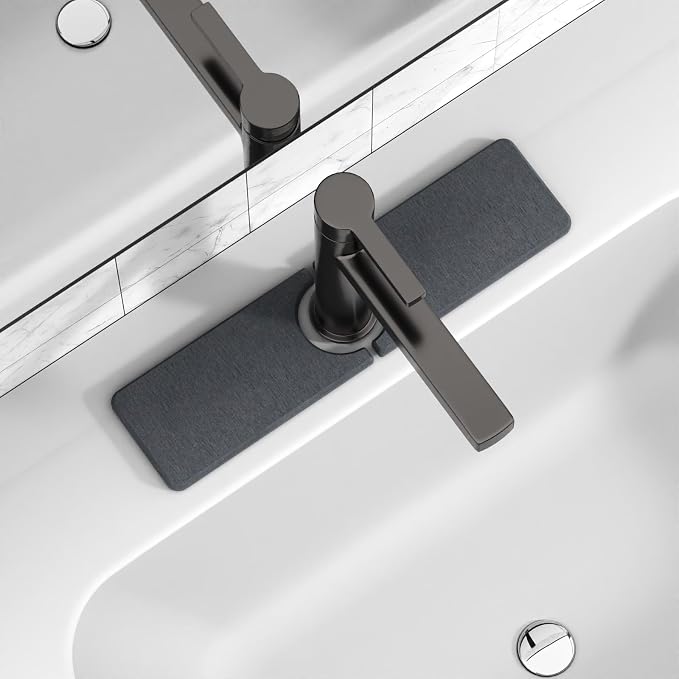 Premium Stone Faucet Mat for Kitchen Sink, 15.8" x 4" Dark Gray | Quick Drying by Unknown
