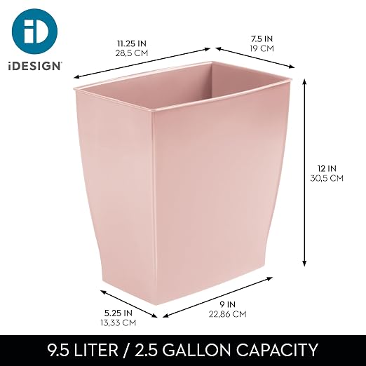 iDesign Small Plastic Bathroom Trash Can, Slim Rectangle Garbage Bin - Image 4