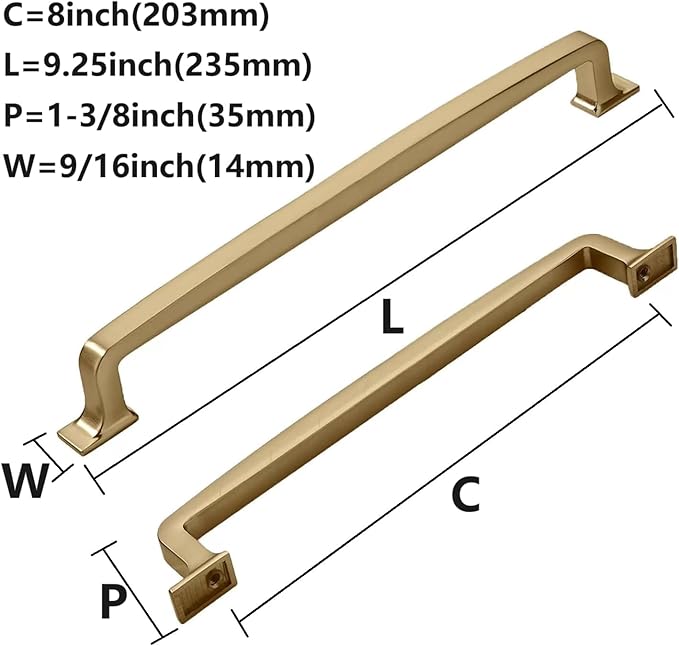 Khtumeware 2 Pack 8 Inch Cabinet Handles - Champagne Bronze Pulls, Warm Brass Drawer Pulls for Kitchen, Cabinets, Cupboards