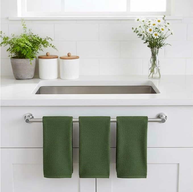 Avocado Forest Green Kitchen Dish Towels, 100% Cotton - Image 3