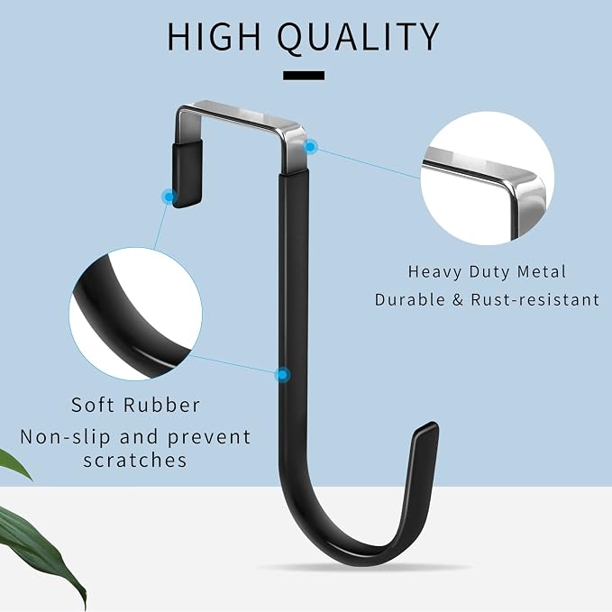 FYY Over the Door Hooks, Single-Hanger 6 Pack, Fits Doors 1 3/8" Black | Heavy - Image 3