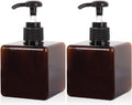 Plastic Pump Bottle Refillable Lotion Soap Dispenser 8.5oz Amber 2 Pack | Sturdy by JiatuA