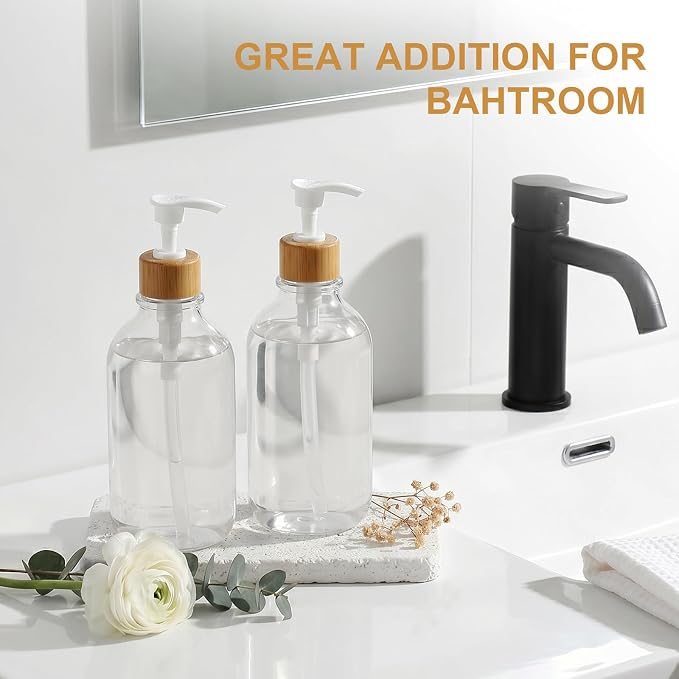 KASUNTING Clear Soap Dispenser, 2 Pack Plastic Dish Soap Dispenser - Image 6