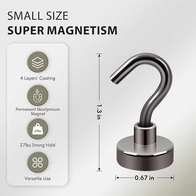 Neosmuk Magnetic Hooks, 30lb Heavy Duty, 10 Pack - Image 6