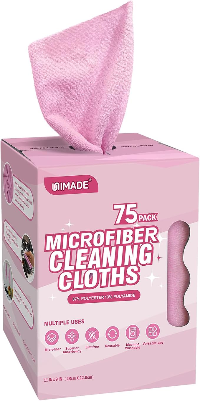 UNIMADE Microfiber Cleaning Cloth, 75 Sheets Microfiber Towels by Unimade