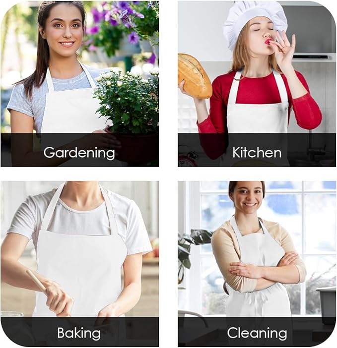 Aprons for Men - 100% Polyester Chef Apron Women with Extra Long Ties - Cooking Aprons for Women & Mens Apron