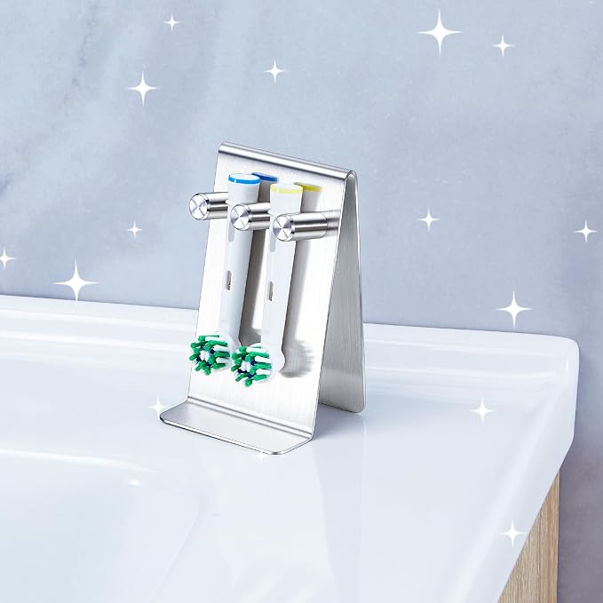 Electric Toothbrush Head Holder, Tabletop or Self Adhesive Tooth Brushing Holder - Image 2