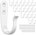 BREYDROK 20Pack Towel Hooks for Bathroom, Heavy Duty White Metal Wall Hooks | by BREYDROK