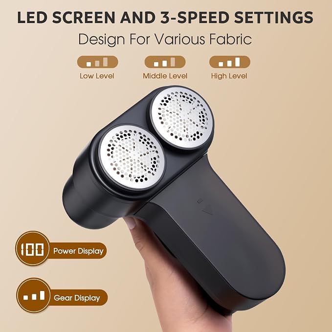 Dual Motors Rechargeable Fabric Shaver, 3-Speed Lint Remover - Image 6