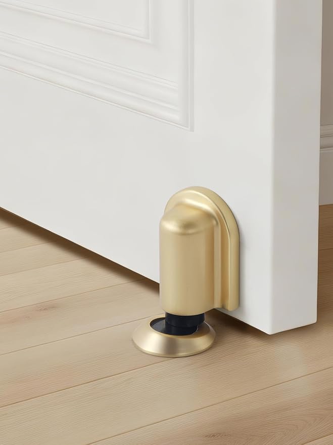 2 Pack Gold Door Stopper Magnetic Door Cathc Brushed Gold Floor Mounted Door - Image 3