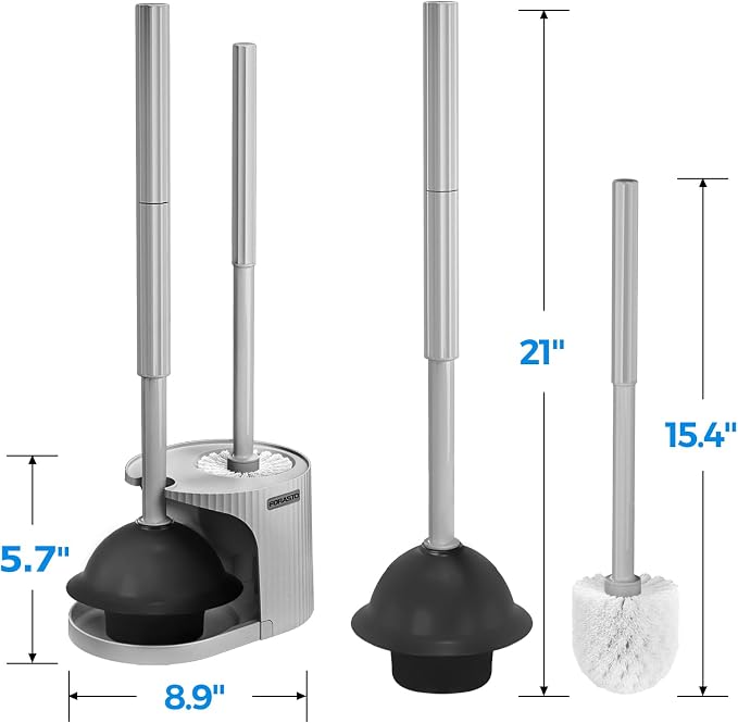 FORASTO 2 in 1 Toilet Plunger and Brush Set, Extended Handle Plunger, Toilet - Image 6