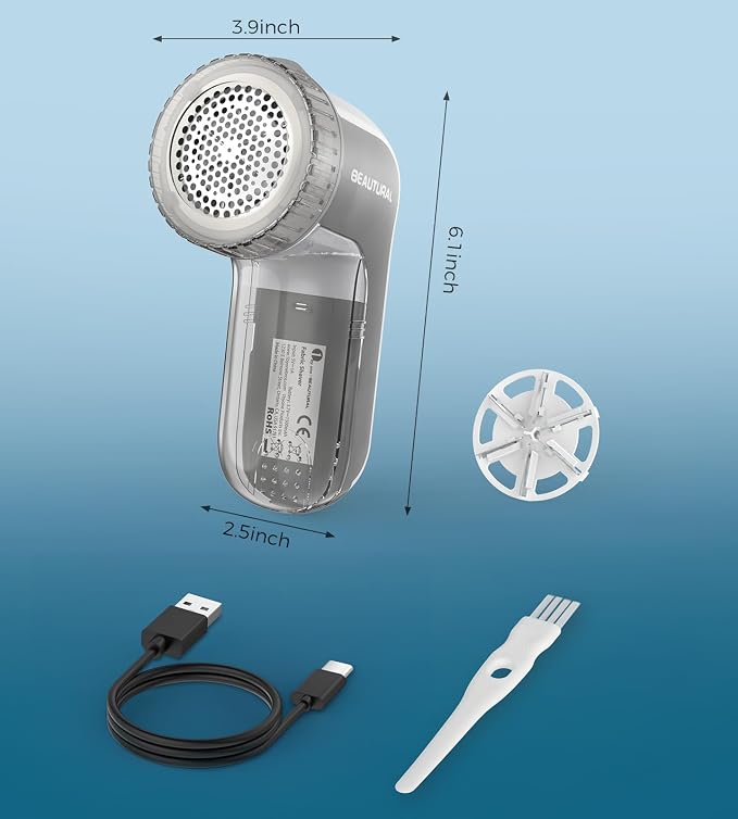 BEAUTURAL Fabric Shaver and Lint Remover, Portable Sweater Defuzzer | - Image 7