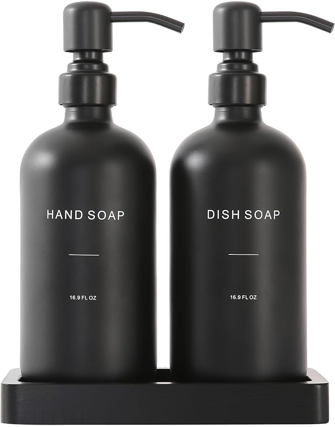 Prus Waso Matte Black Soap Dispenser Set | Kitchen Soap Dispenser Set by PrusWaso
