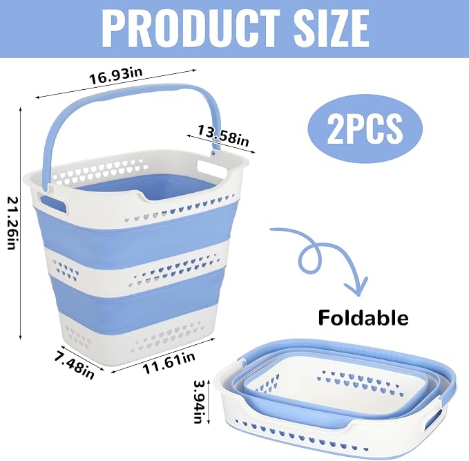 2 Pcs Collapsible Laundry Baskets - Image 2