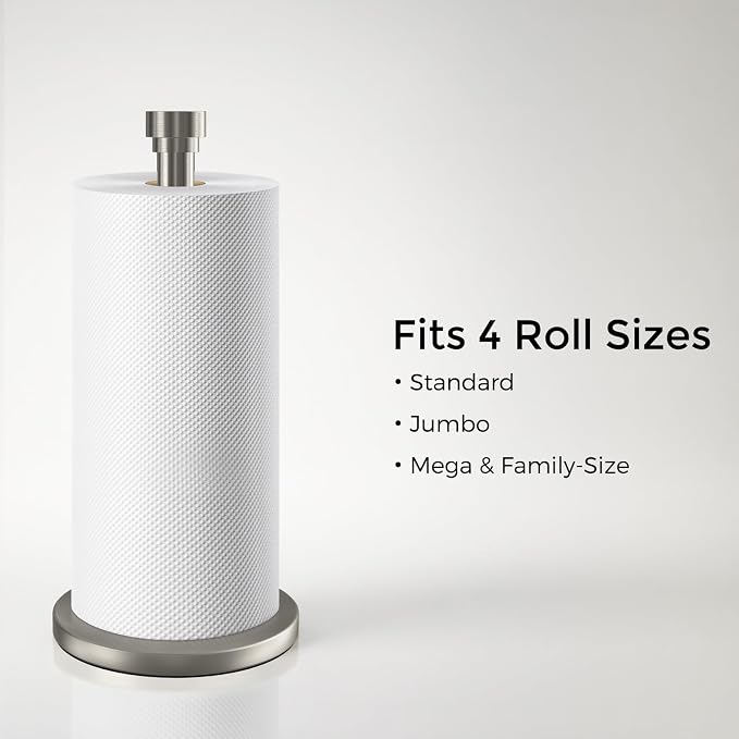 Brushed Nickel Paper Towel Holder Countertop, Freestanding Paper Towel Stand - Image 5
