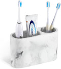 Luxspire 2 Slots Toothbrush and Toothpaste Holder, Gravel White | Resin by Luxspire