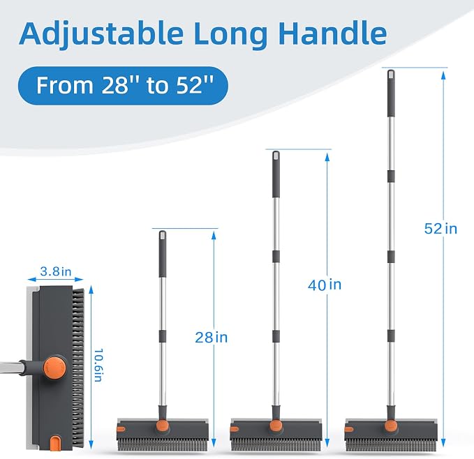 Floor Scrub Brush with Long Handle, 3 in 1 Scrape and Heavy-Duty Stiff Bristle - Image 7