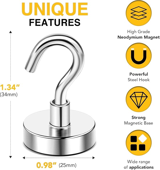 DIYMAG Magnetic Hooks 12pcs 85lbs Cruise Essentials 2026 Magnet Hook - Image 2