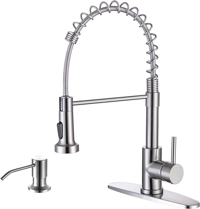 WEWE Kitchen Faucet with Soap Dispenser, Stainless Steel, Brushed Nickel | 2 by WEWE