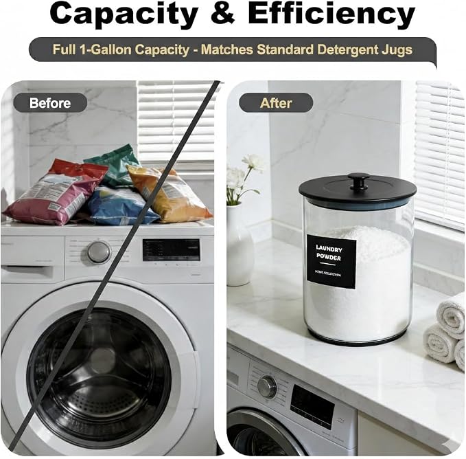 2 Pack 1 Gallon Glass Laundry Detergent Dispenser - Image 5
