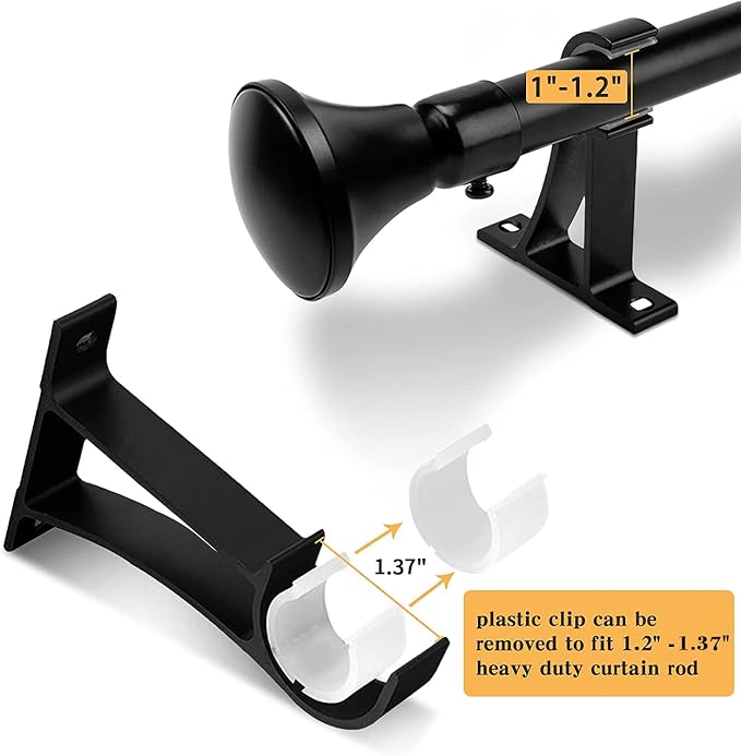 KOLAKO Curtain Rod Brackets, Heavy Duty Black Curtain Rods Holders Hook Hangers - Image 3