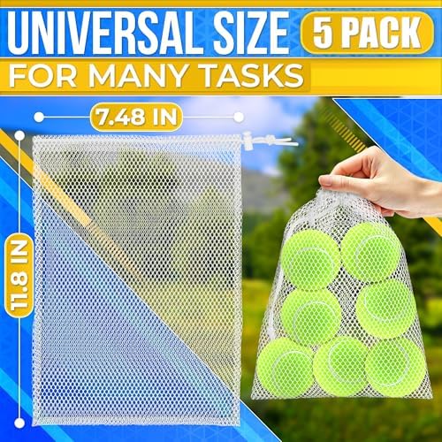 5 Pcs Small Mesh Bags with Tight Closure, 11.8 x 7.48" - Image 2