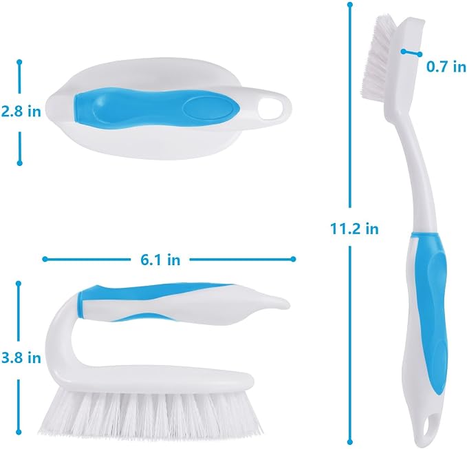 Scrub Brush Set, 4 Pack Deep Cleaning Brush Kit, 2 Tile & Grout Brush - Image 6