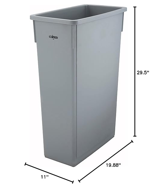 Winco PTC-23SG Slender Trash Can, 23-Gallon, Gray,Medium