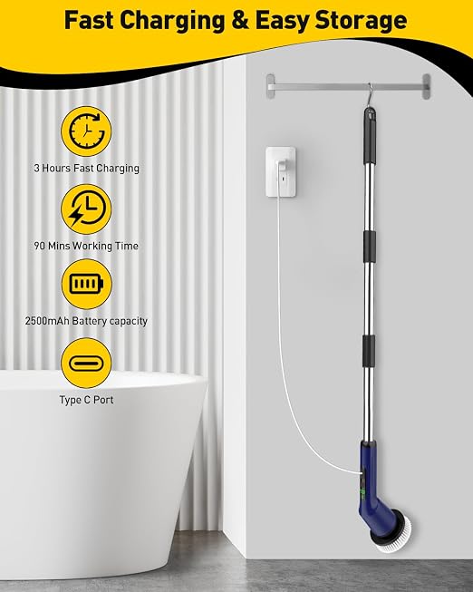 Electric Spin Scrubber for Bathroom, Shower Scrubber - Image 8