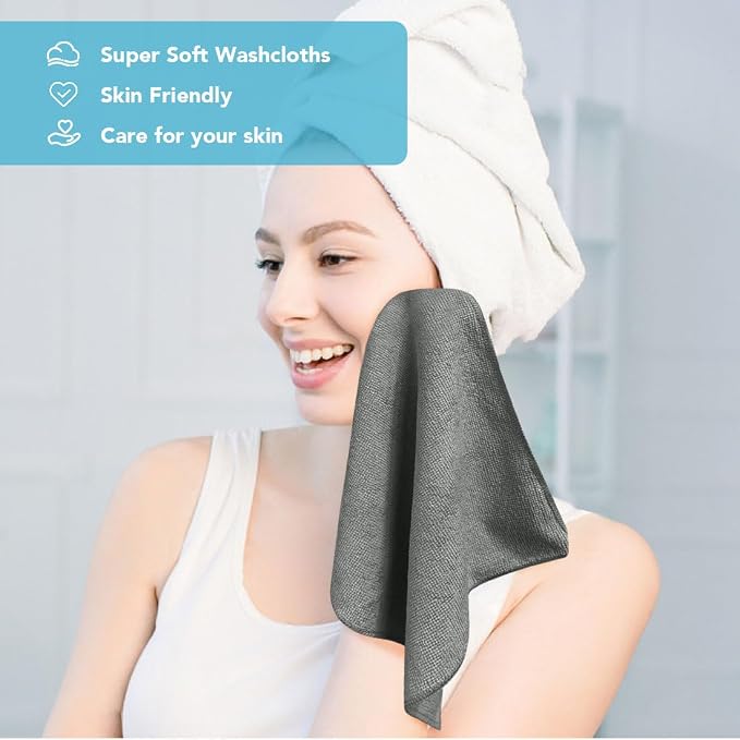 Orighty Washcloths Bulk, 200 Pack Microfiber Face Towels, 12x12 Inch Grey - Image 2