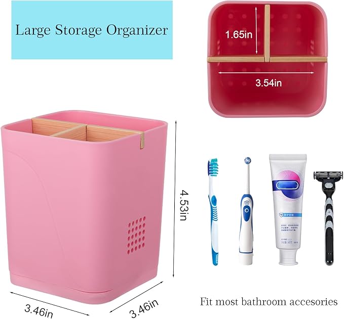 Electric Toothbrush Holder Tooth Brush and Toothpaste Organizer, Drainage Holes - Image 3