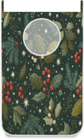 Green Christmas Holly Berries Pine Needles Leaves Hanging Laundry Hamper Door by Tatenale
