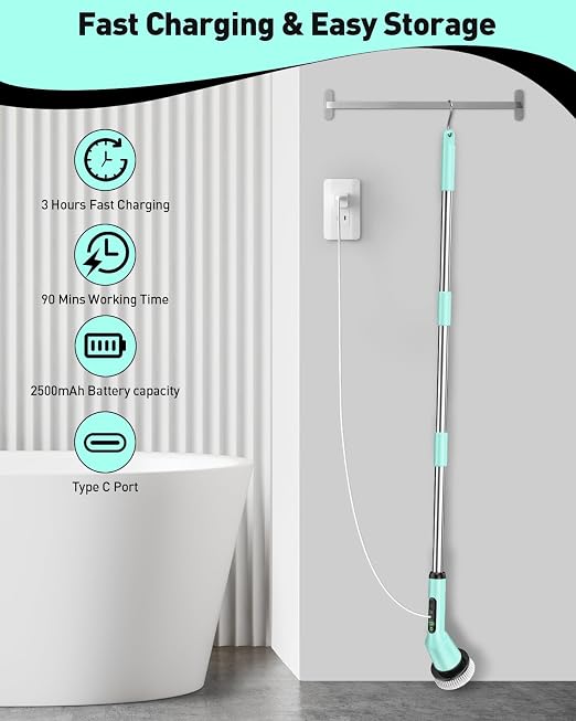 Electric Spin Scrubber for Bathroom, Shower Scrubber - Image 8