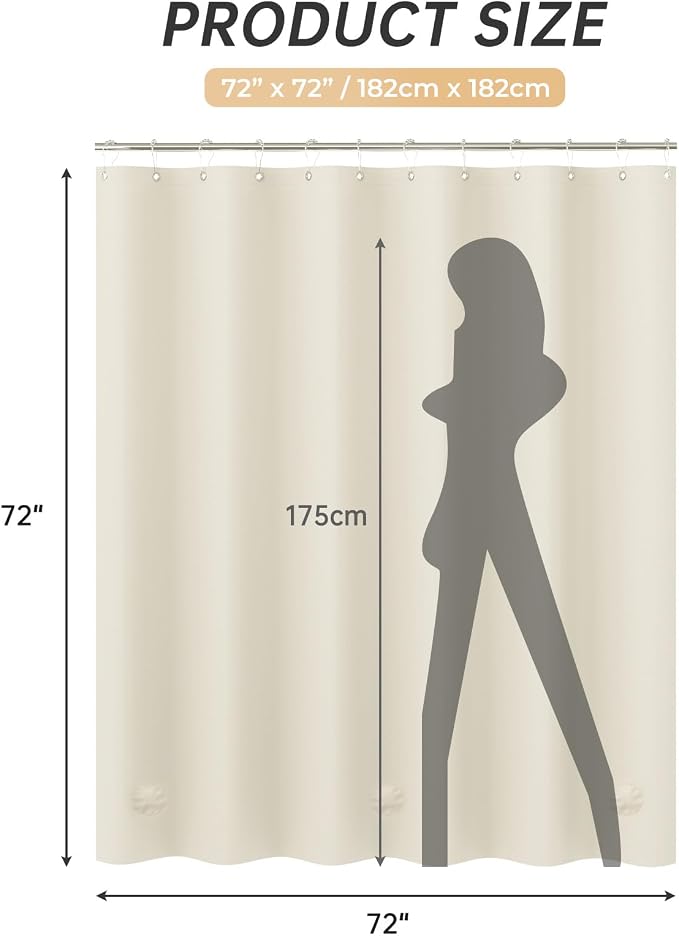 AmazerBath Beige Shower Curtain Liner Plastic, 8G PEVA Shower Liner Cream - Image 7