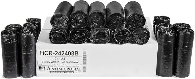 Aluf Plastics 10 Gal Black Trash Bags, 8 Micron by AlufPlastics