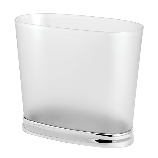 iDesign Slim Bathroom Trash Can, Frost/Brushed Nickel | Small, by iDesign