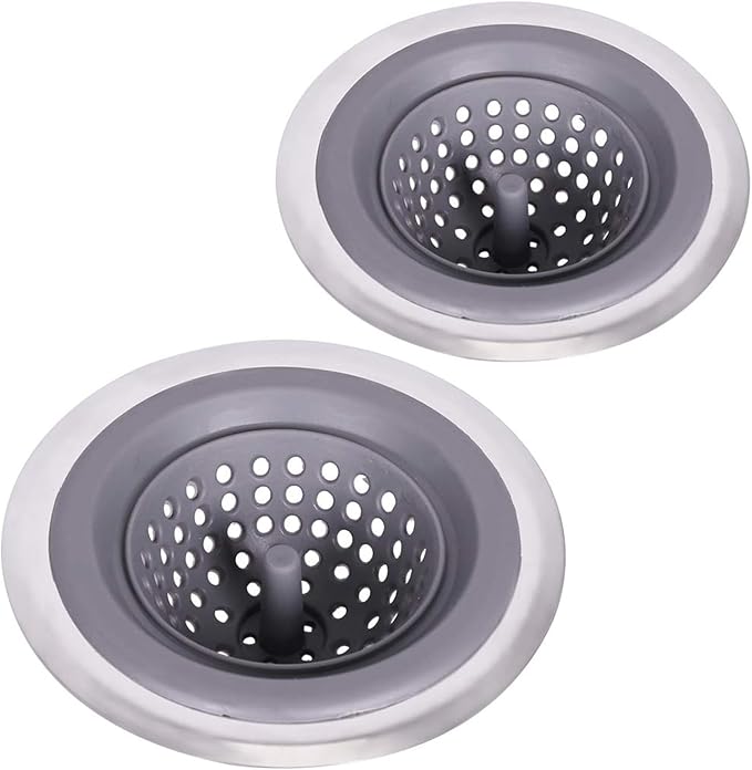 2 Pack Kitchen Sink Drain Strainer Silicone Stainless by GinbelDirect
