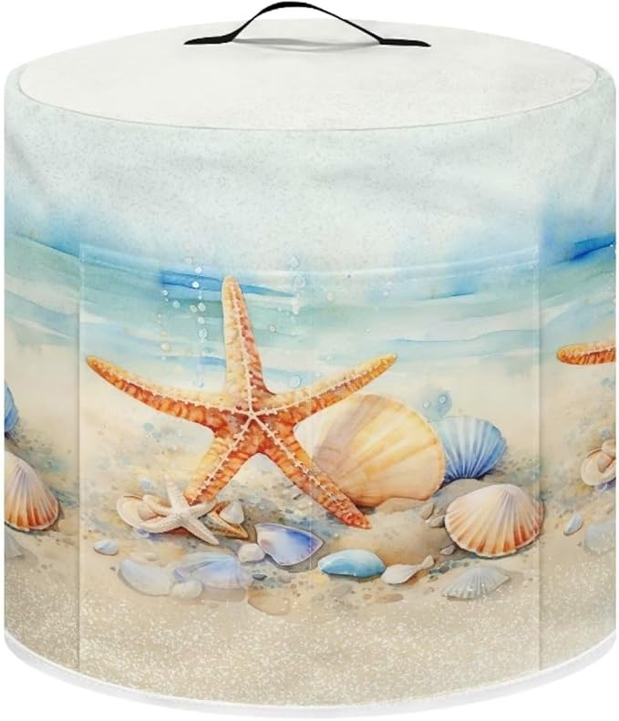 Dust Cover for 3 Quart Pressure Cooker Accessories, Dust Proof Easy to Clean Electric Appliance Cover Air Fryer Accessories with Pocket, Watercolor Starfish Seashell