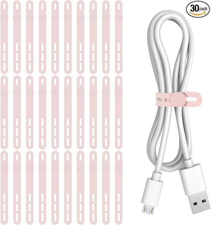 Donruby 30Pcs Silicone Cable Ties, Reusable Cord Organizer Straps, 4.7" by Donruby